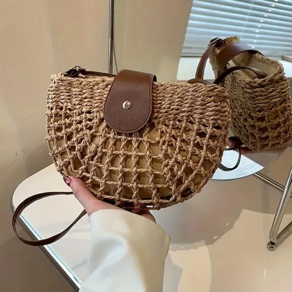 Straw Crossbody Chic Hollow Out. NWT - Picture 1 of 16